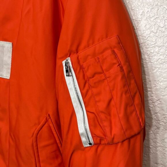 Rag & Bone Georgie Bomber Jacket Orange Nylon Technical Bomber Coat Size M - Picture 7 of 15